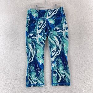 Patagonia Blue Marbled Centered Crops Leggings Womens Pull On Athletic Size M